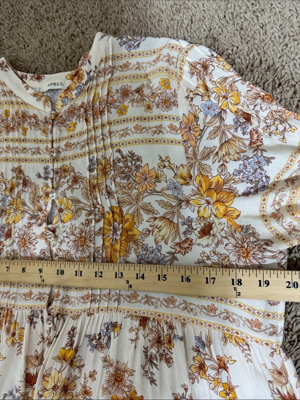 Spell Meadowland Maxi Gown Cream Floral size L Cottagecore Events Boho Country - Picture 11 of 13